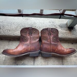 Frye Brown Studded Ankle Boots